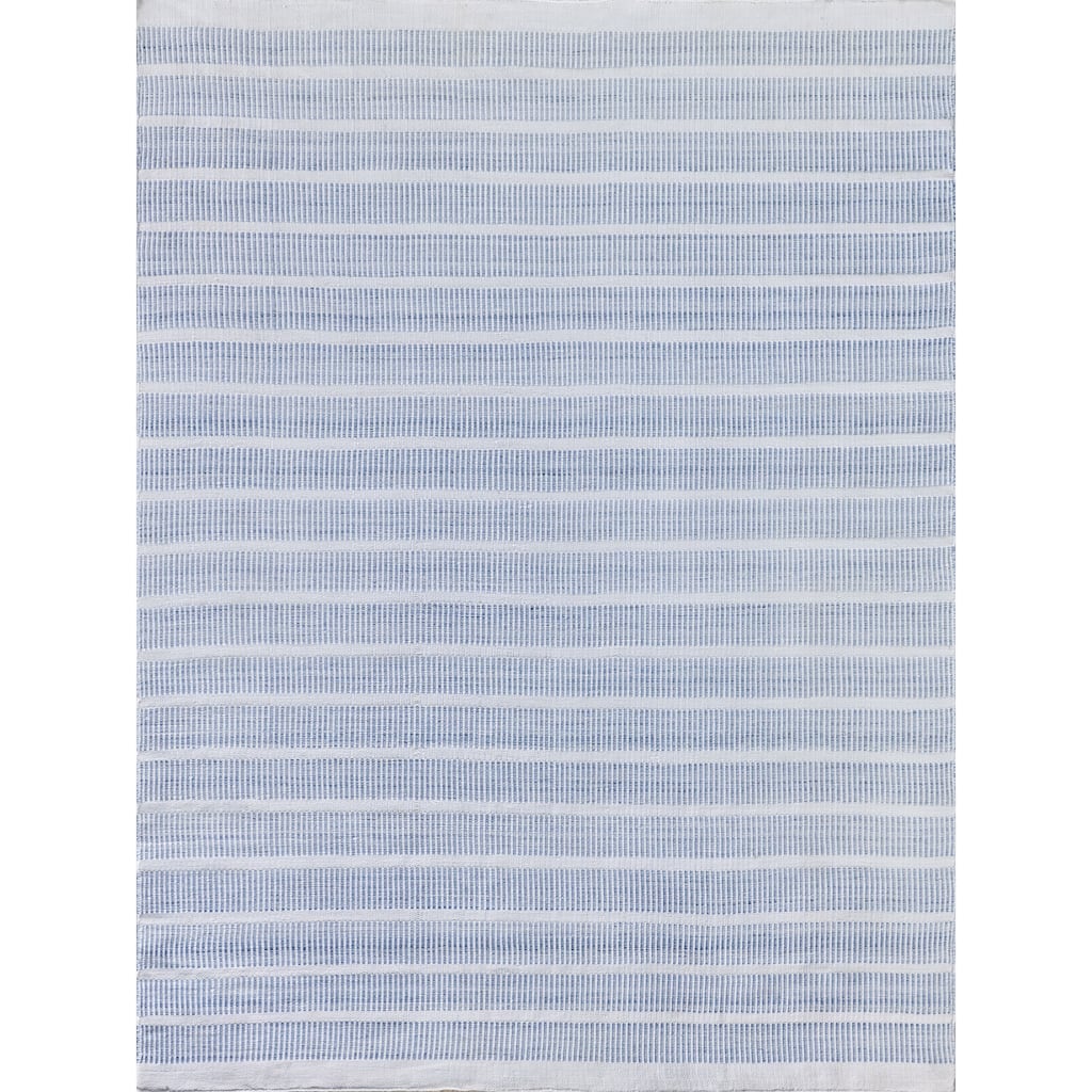 EXQUISITE RUGS Boca Indoor/Outdoor Flatweave PET yarn Light Blue Area Rug.
