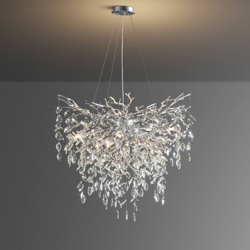 Modern Round Branch Crystal Chandelier, 600-1200mm Diameter, Marquise Cut Crystal Pendant Light