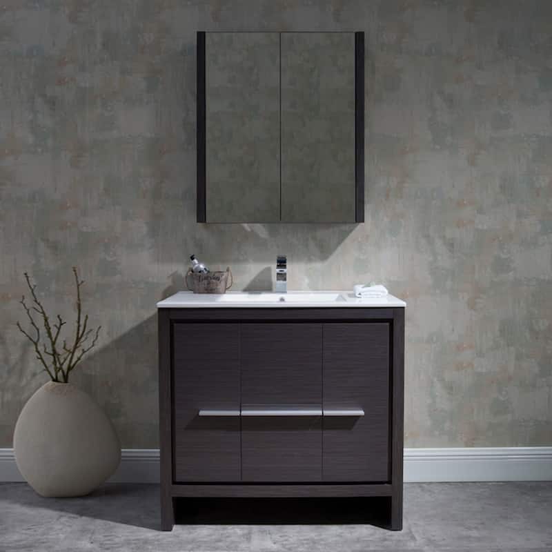 Solid Wood Bathroom Vanity with Mirror Medicine Cabinet