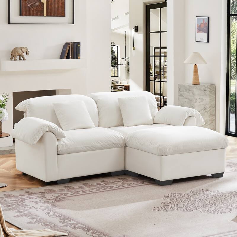 Velvet Fabric Modular Cloud Couch with Storage Seat,Free Combination