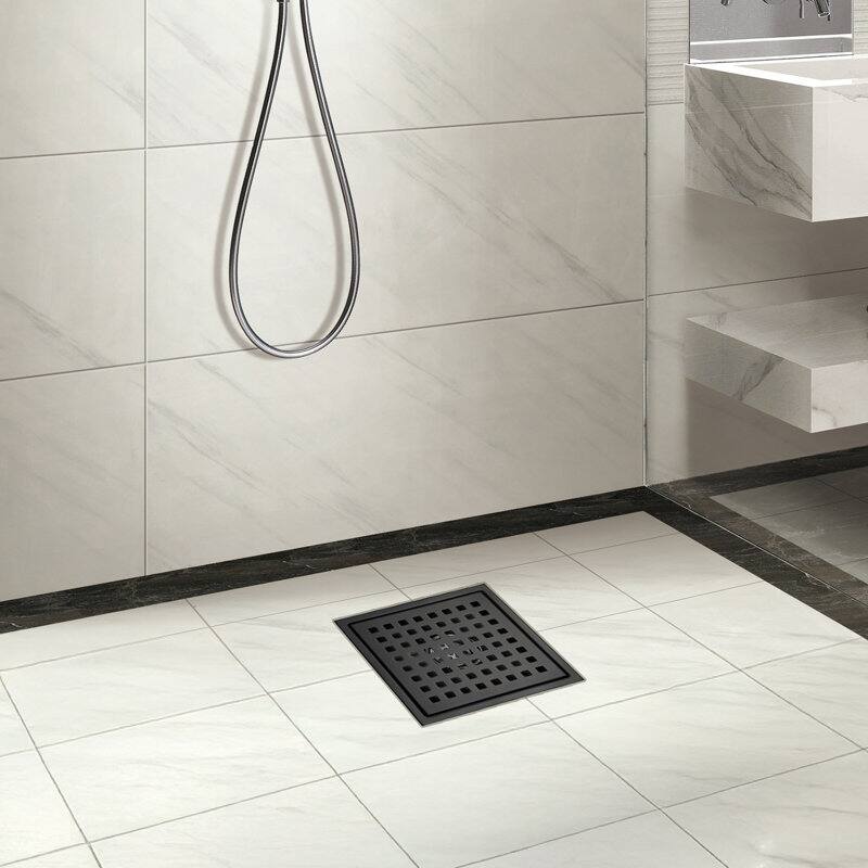 Oceanic Linear Shower Drain, Marine-grade 316 Stainless Steel, Grid Cover with Hair Strainer