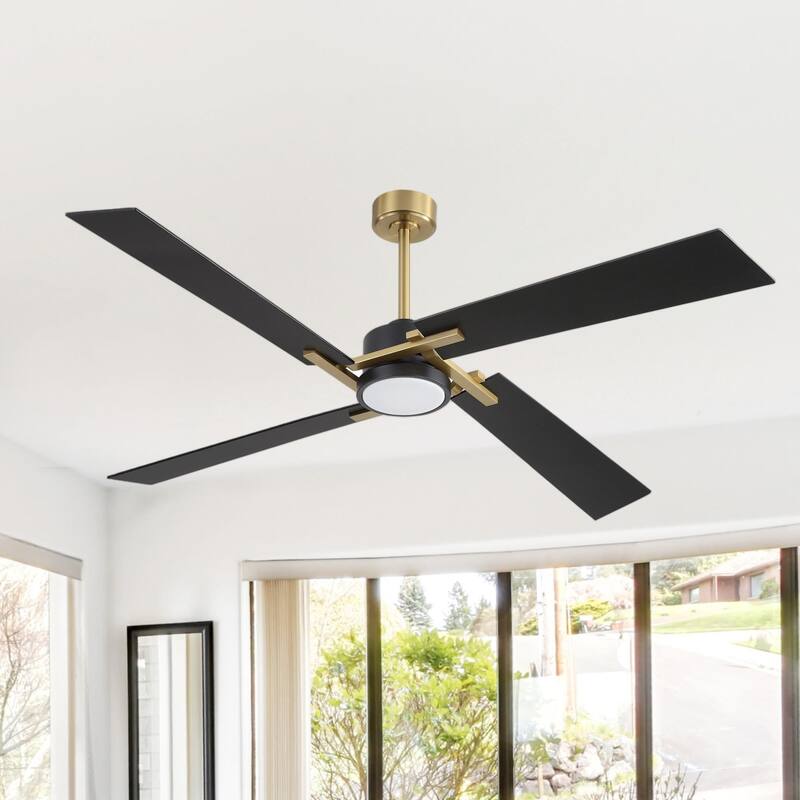 GetLedel 72" Large Modern LED Ceiling Fan with Remote Control and Light Kit - Gold/Black