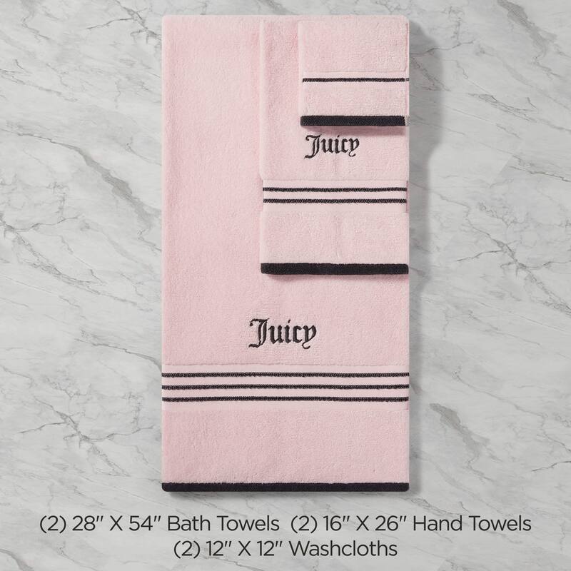 Juicy Couture Neon Border Bath Towels 6-Piece 2 Bath towels 2 Hand towels 2 Washcloths - 28"x54"/16"x26"/12"x12"