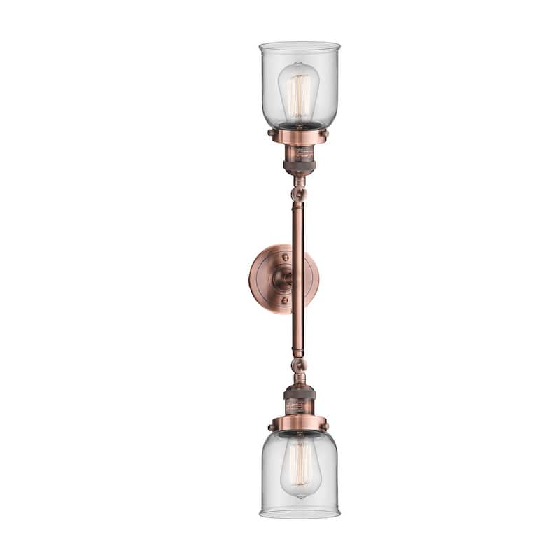 Innovations Lighting Small Bell 2 Light 23" Wide Bathroom Vanity Light - Antique Copper / Clear