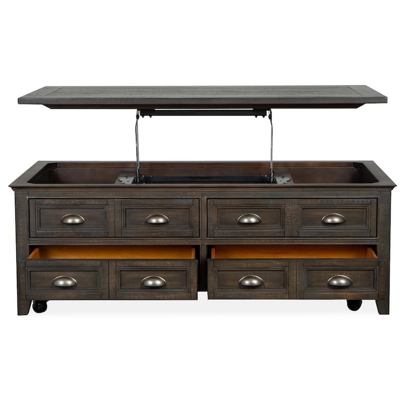 Magnussen Home Westley Falls Graphite Lift Top Storage Cocktail Table With Casters - 50''W x 28''D x 18''H