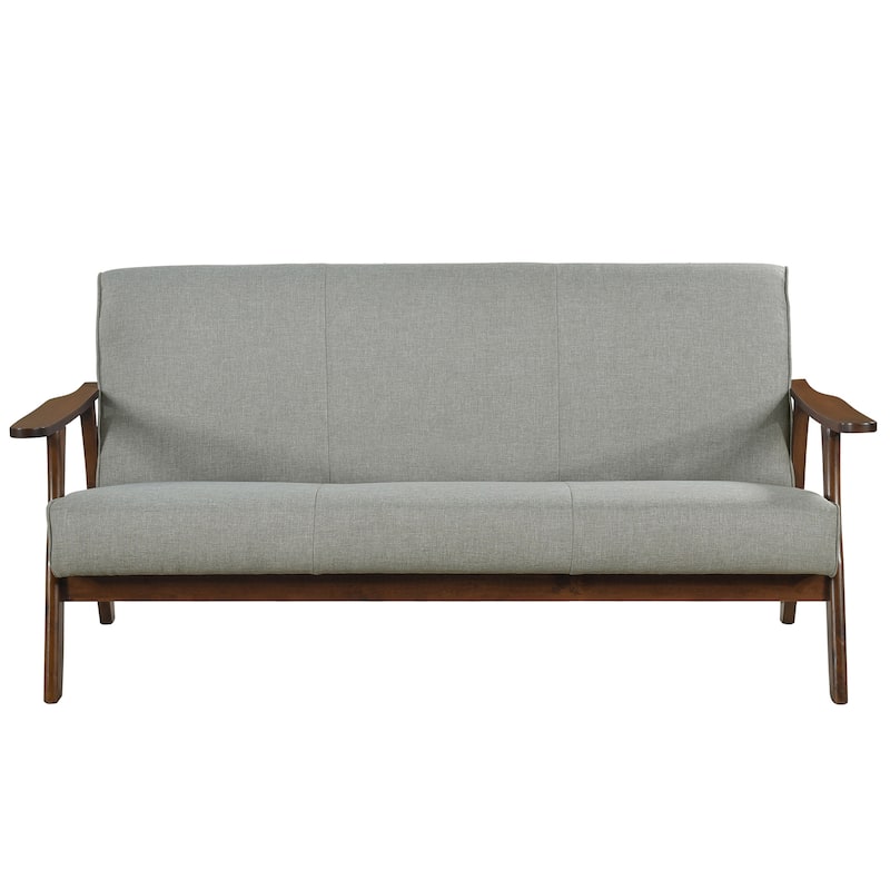 CraftPorch Wenge Wood Mid-Century Modern Linen Sofa