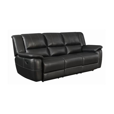 Leatherette Upholstered Reclining Sofa with Pillow Arms in Black