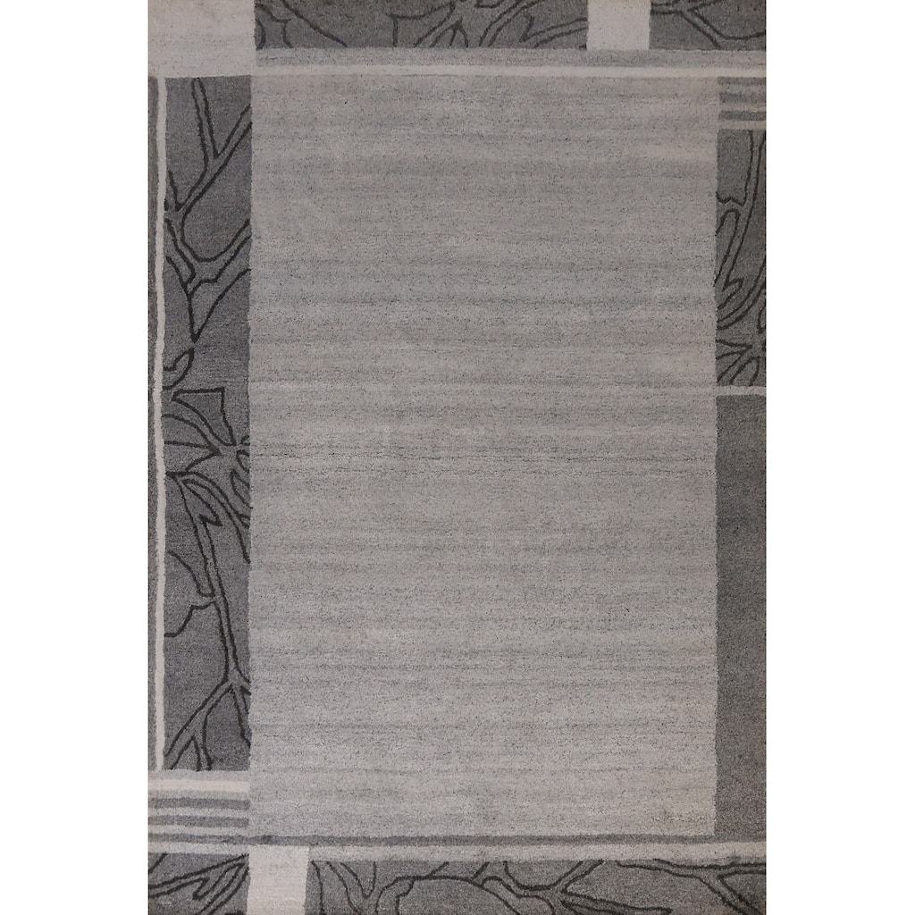 Gray Gabbeh Indian Area Rug Handmade Wool Carpet - 5'3" x 7'7"