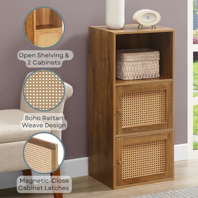 Convenience Concepts Xtra Storage Boho Weave 2 Door Cabinet with Shelf