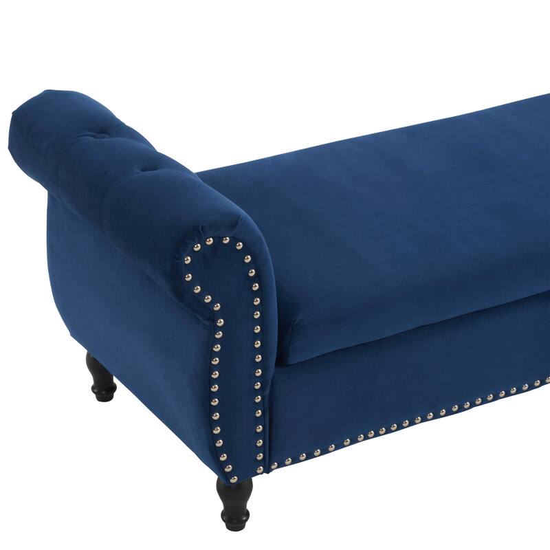 Velvet Multifunctional Storage Rectangular ottoman bench with 1 Pillow