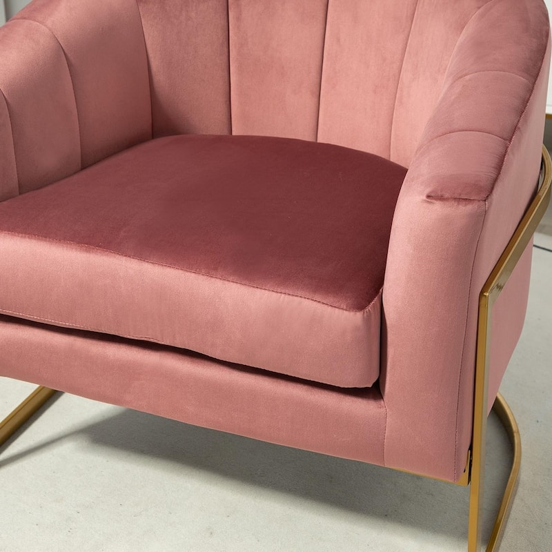 Modern Accent Armchair Luxury Gold Frame and Multi-colored Velvet Material Infuse Elegant Flair
