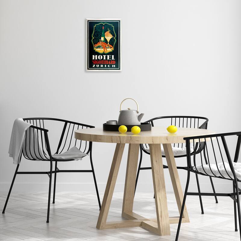 Stupell Vintage Hotel Zurich with Lobster Wall Plaque Art Design By Marcus Jules