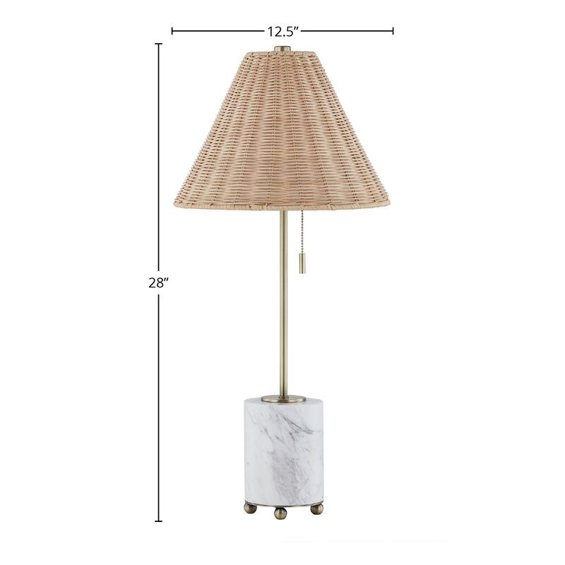 Judith 28" Buffet Lamp with Linen Shade, Marble