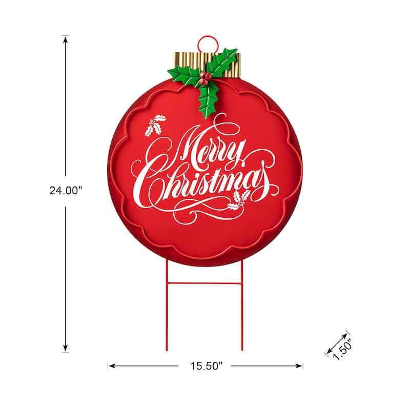 Glitzhome Metal Lantern Christmas Ornament Yard Stake Hanging Decoration