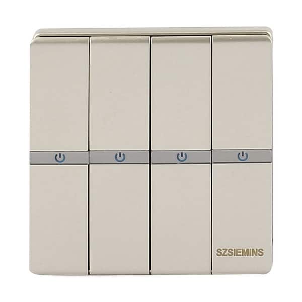 Ftameless Button AC 250V 16A 4Gang 2Way On/Off Frameless Press Button Wall Switch ...