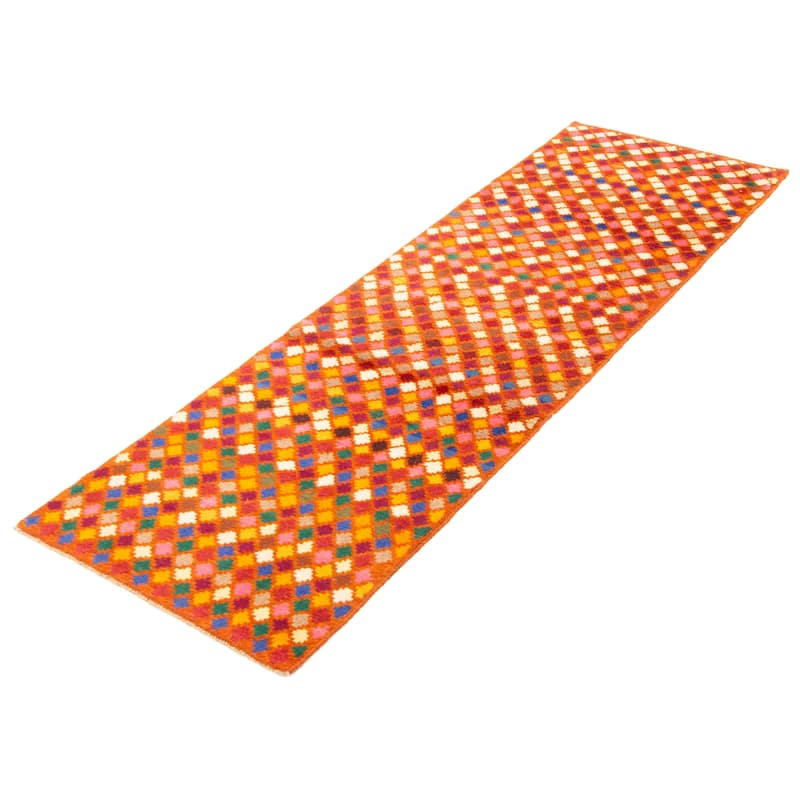 ECARPETGALLERY Hand-knotted Afghan Burnt Orange Wool Rug - 2'9 x 9'7