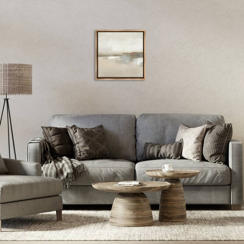 Stupell Abstract Neutral Land Framed Floater Canvas Wall Art Design By June Erica Vess