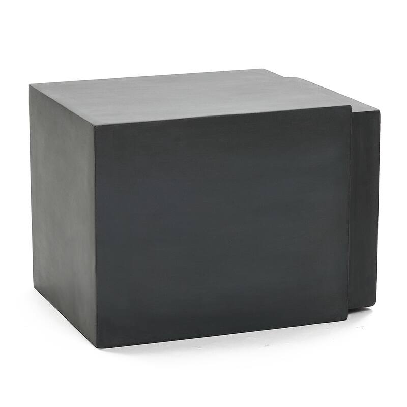 Grey Simple Cement Square Garden Side and End Table, Indoors & Outdoors
