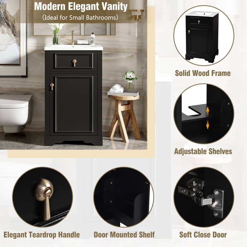MEDUNJESS 20'' Bathroom Vanity with Ceramic Sink, Bathroom Storage Cabinet