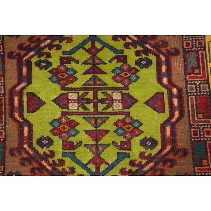 Hand Knotted Oriental 100% Wool Carpet Traditional Tribal Brown Ardebil Runner Rug - 11' 0'' X 3' 2''