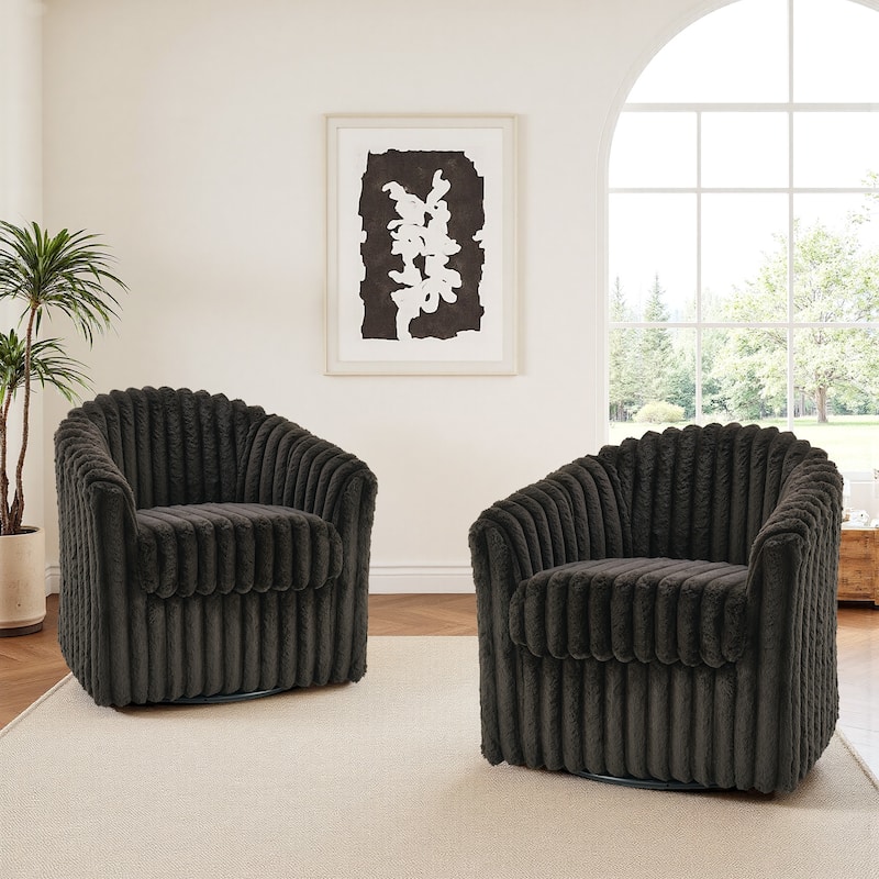 Single Sofa Armchair Swivel Barrel Chair (Set of 2)