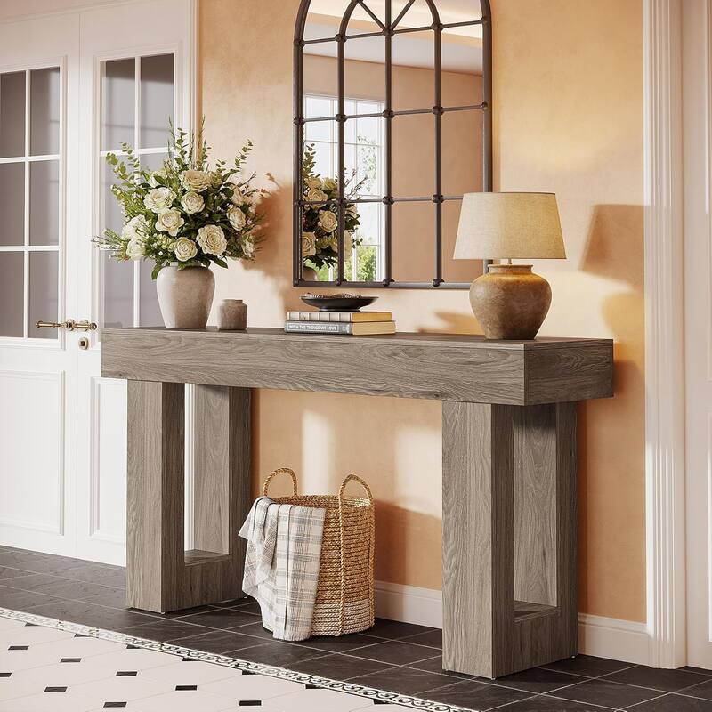 63" Wooden Console Table, Rectangular Sofa Table for Behind Couch, Entryway, HallwayLiving Room
