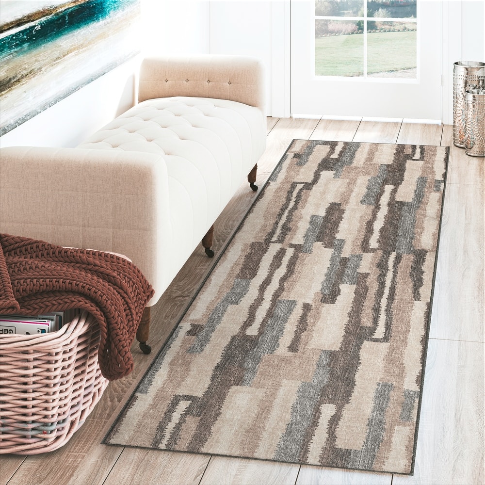 Indoor/ Outdoor Addison Bravado Abstract Striped Washable Area Rug