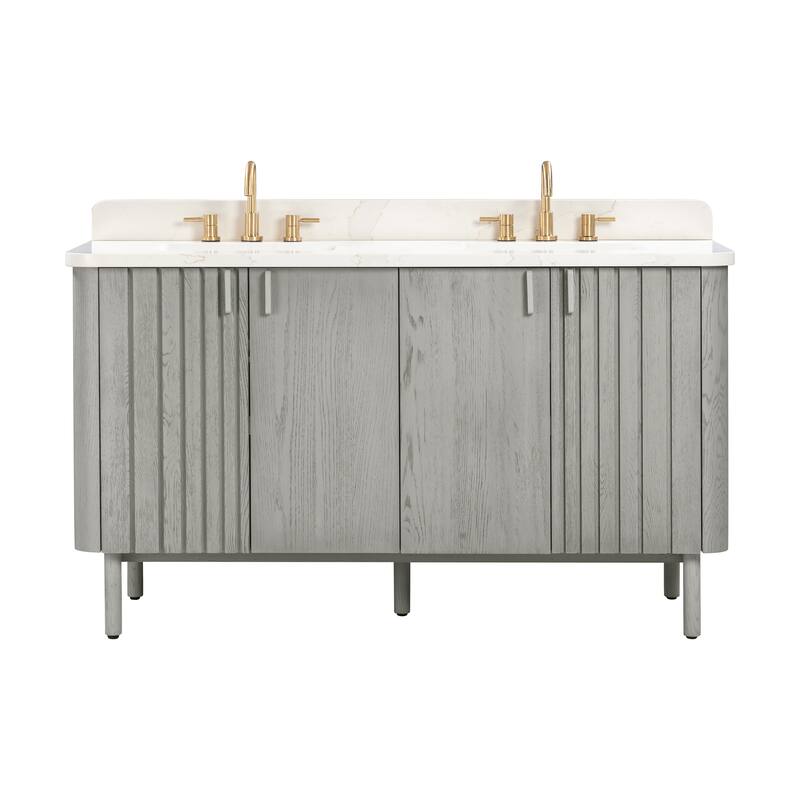 Avanity Blakely 61 in. Vanity Combo in Gray Oak finish with Calacatta Quartz Top
