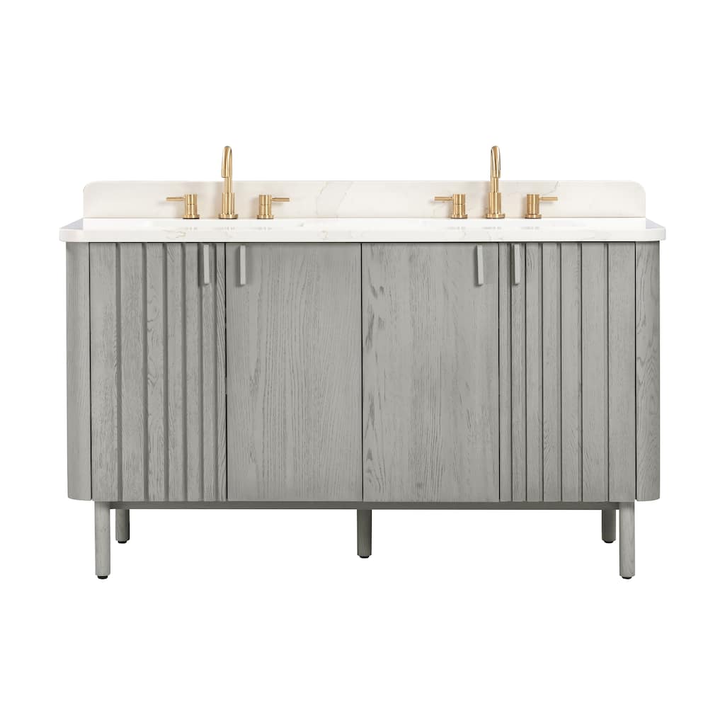 Avanity Blakely 61 in. Vanity Combo in Gray Oak finish with Calacatta Quartz Top