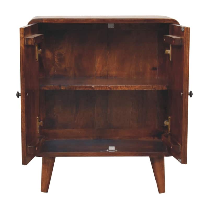 HomeRoots 26" Brown Solid Wood Accent Cabinet With Two Doors