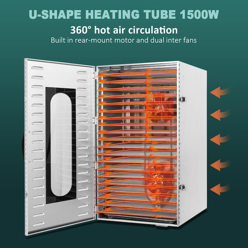 Food Dehydrator 20 Stainless Steel Trays, Food Dryer Machine for Fruit, Vegetables and Meat - 20-tray