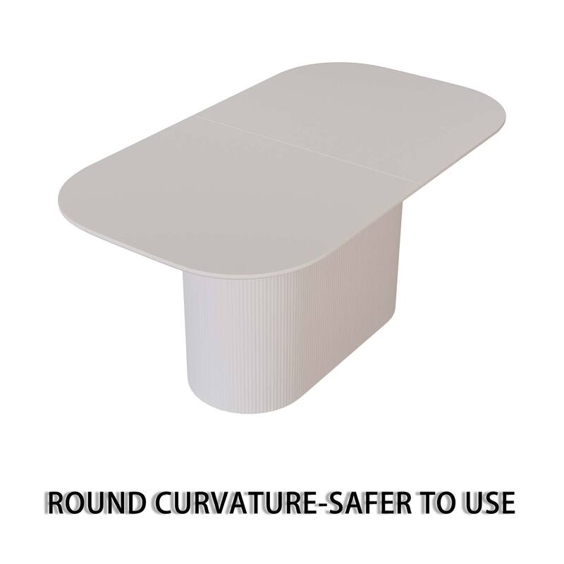 63" medieval modern cream style MDF dining table and PU dining chair set 6, Assemble Desktop and metal leg dining chair set