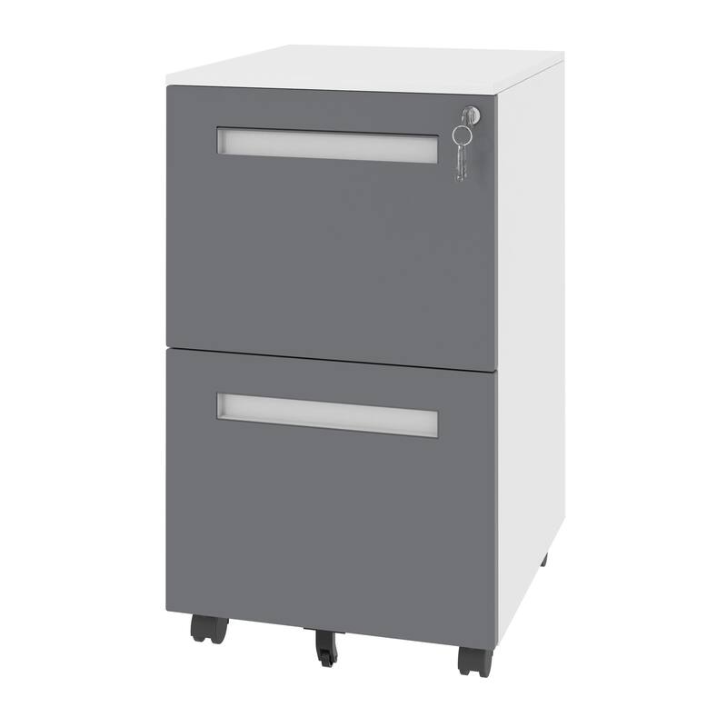 2-Drawer Mobile File Cabinet with Lock, All-Steel Metal Storage Cabinet on 360°Wheels, Holds A4/Letter/Legal Files