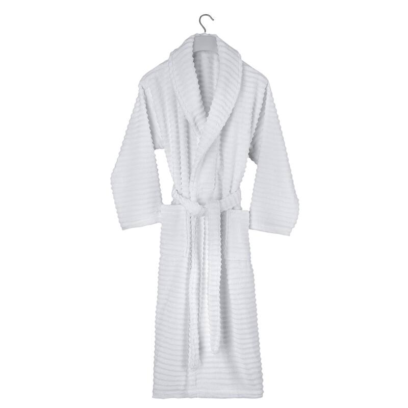 Ribbed Zero Twist Turkish Cotton Unisex Bathrobe