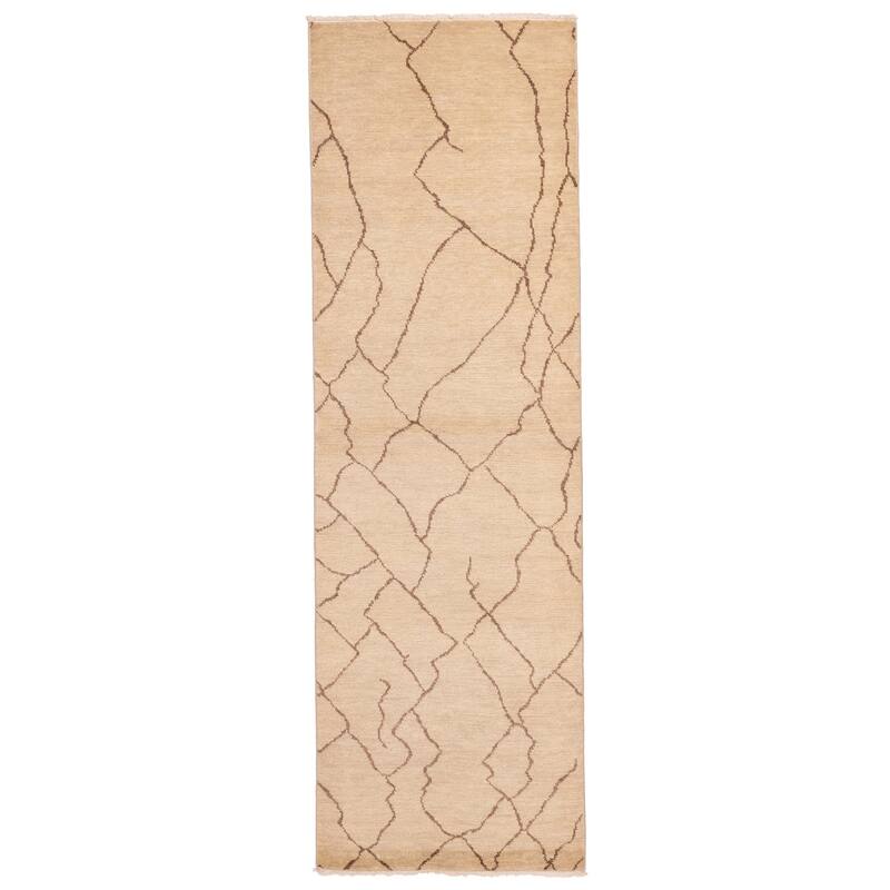 ECARPETGALLERY Hand-knotted Mystique Ivory Wool Rug - 3'0 x 9'9