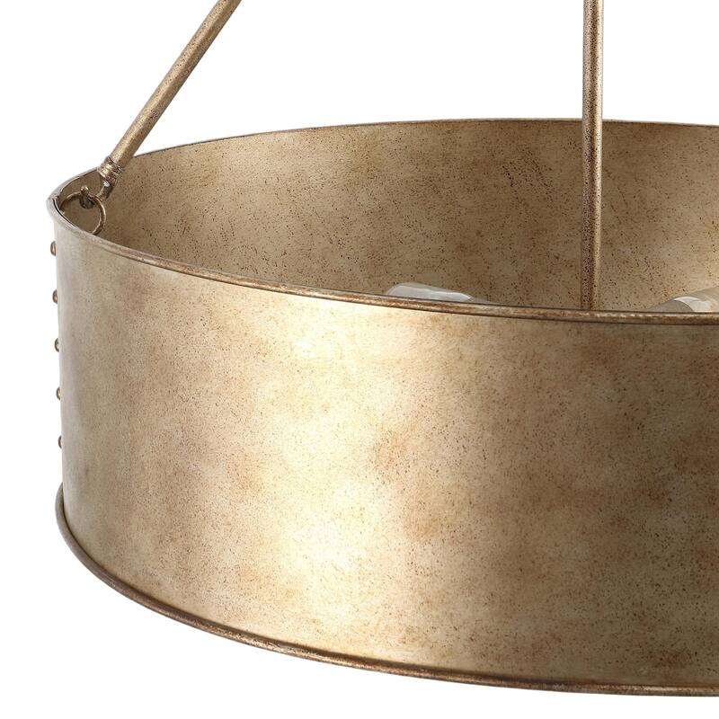 24" Industrial Rustic 5-Light Distressed Metal Drum Chandelier