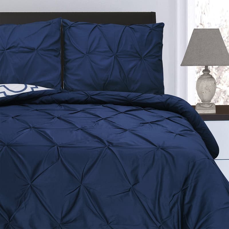 Superior Valencia Pinched Reversible Cotton Duvet Cover Set
