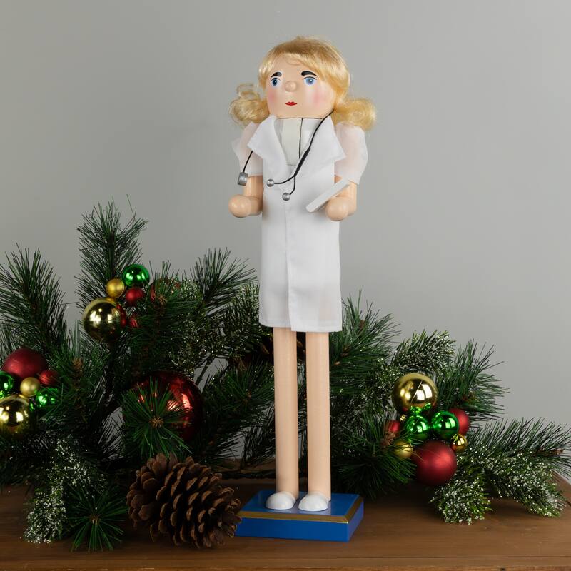 Nurse with Stethoscope Wooden Christmas Nutcracker - 15"