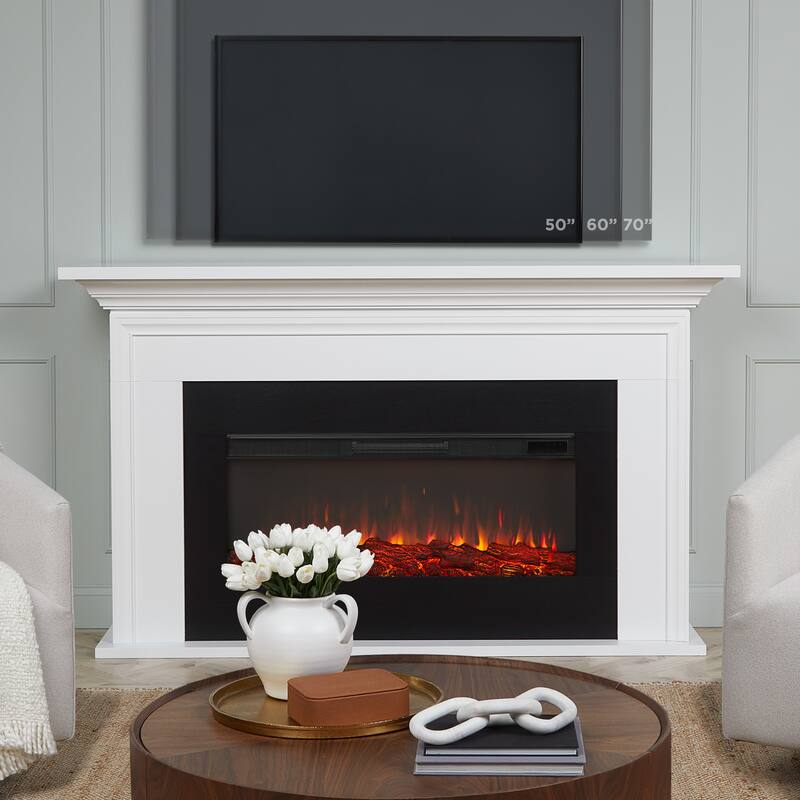 Cleo Landscape Electric Fireplace in White