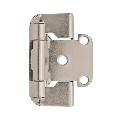 1/2in (13 mm) Overlay Self-Closing, Partial Wrap Satin Nickel Hinge - 1 Pair - 2.25