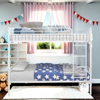 Twin Over Twin Metal Bunk/Loft Bed Frame, Frame Bed, No Noise