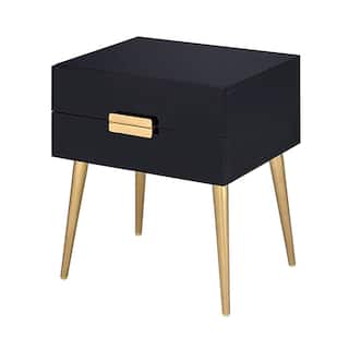 Denvor Square End Table with Drawers, Black & Gold