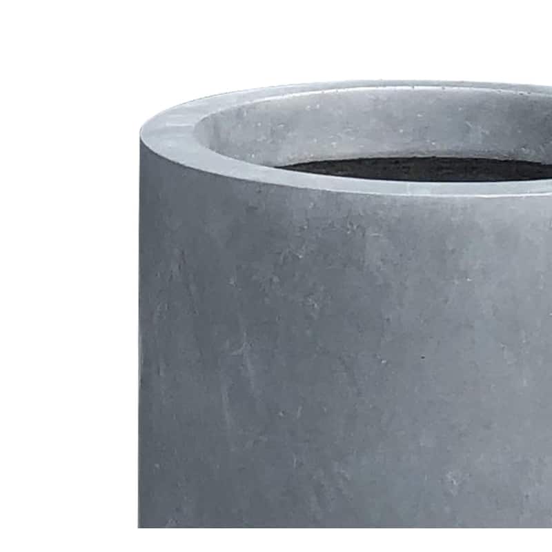 9.8"W Round Charcoal Lightweight Concrete/Fiberglass Indoor Outdoor Elegant Planter - 9.8"W x 9.8"L x 9.8"H