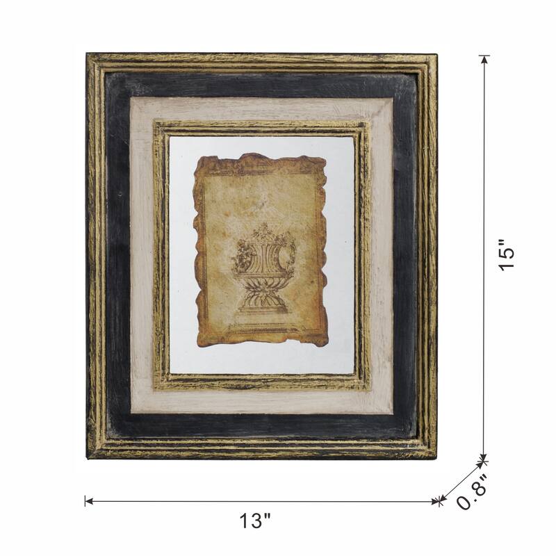 Antiqued Design Black Sculpture Print Set Wall Decor with Gold Frame, for Living Room Entryway and Office Space