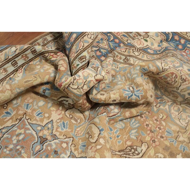 Hand Knotted Oriental 100% Wool Carpet Traditional Floral Brown Kerman Area Rug - 9' 3'' X 6' 3''