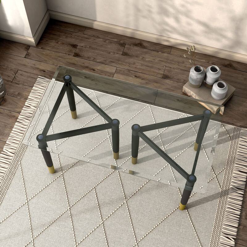 Furniture of America Mil Modern Tapered Black & Gold Table Legs for Coffee Table