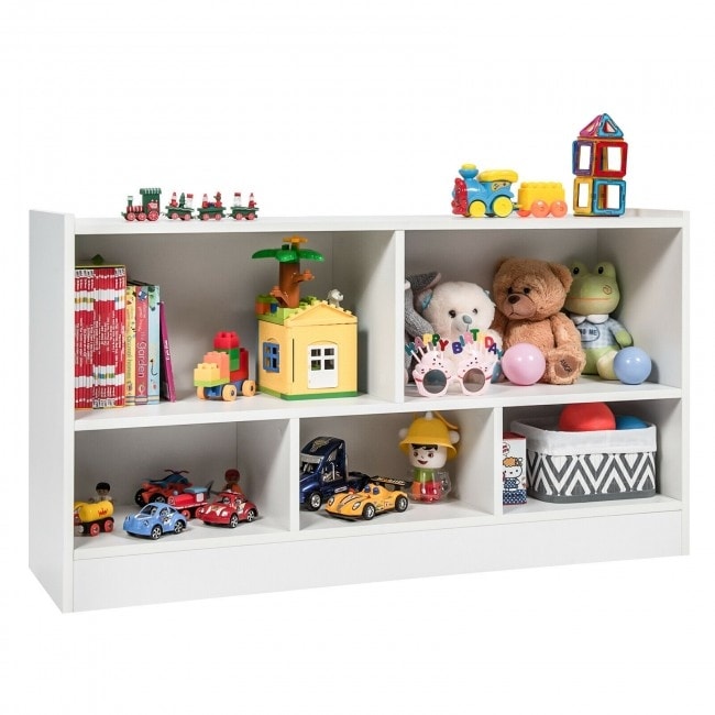 Costway 3-Tier Kids Storage Shelf Cubes w/3 Baskets Corner Cabinet  Organizer White