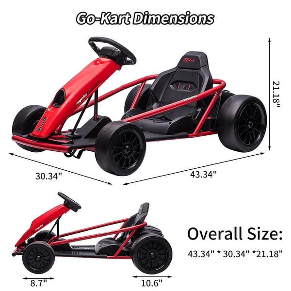 dimension image slide 0 of 3, 24V Kids Ride on Go Kart
