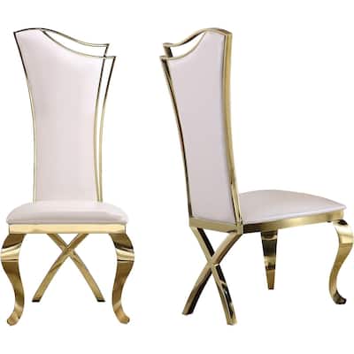 Luxury Upholstered Dining Chairs with Stylish Streamlined High Back with Cabriole X-Shaped Legs