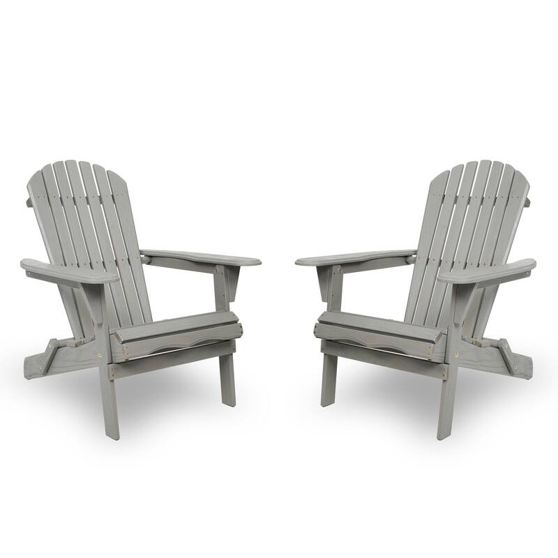Foldable Wood Patio Adirondack Chair, Classic Outdoor Chair with Pre-Assembled Backrest, Easy Assembly - Dark Gray